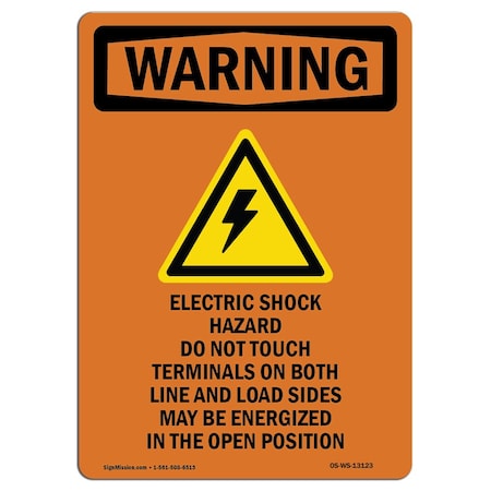 Signmission OSHA Warning Sign, 14" H, 10" W, Rigid Plastic, Electric Shock Hazard, Portrait, WS-P-1014-V-13123 OS-WS-P-1014-V-13123